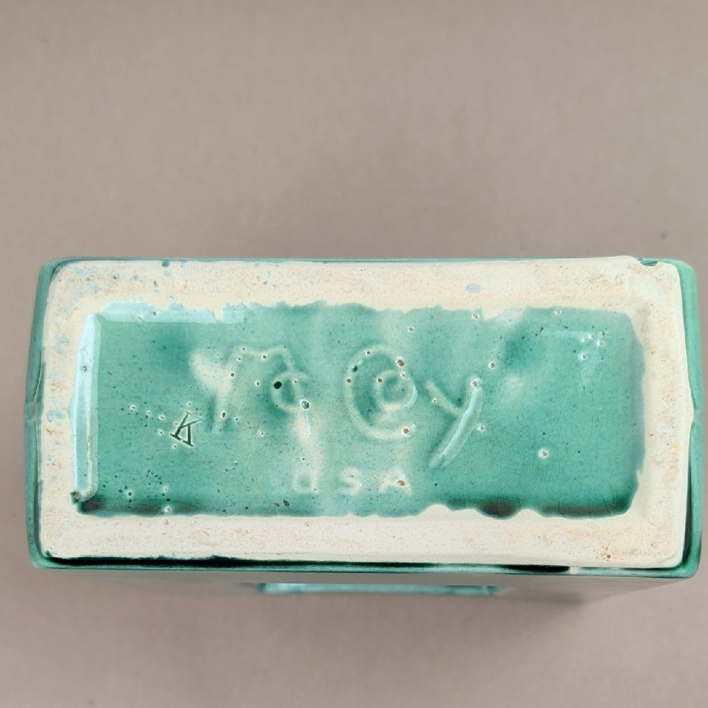 McCoy USA Green,Yellow Bird In Box Arcature Pottery, Vintage Mid Century Modern - Picture 2 of 10